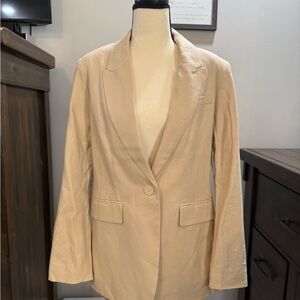 Chic Cream Linen Blend Blazer for Women